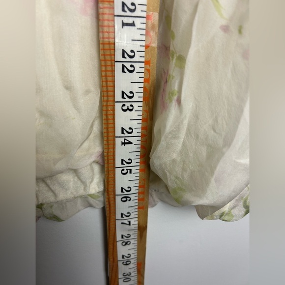 Y2K Giusy Made in Italy Top Blouse L 100% Silk Floral Lightweight Butter White - Picture 12 of 13